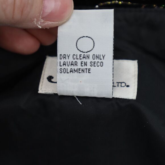 JBS Shirt Womens XL Black Long Sleeve VNeck Floral Shoulder Pads Button Blouse - Picture 8 of 16